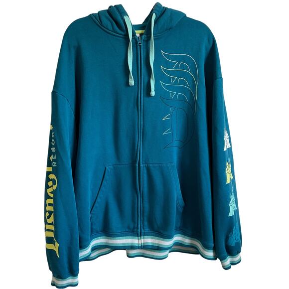 Disneyland Unisex Blue Full Zip Graphic Hoodie - Size 2X - Picture 1 of 6